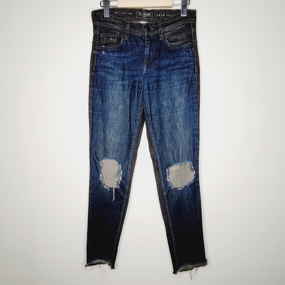 French Connection Distressed Two Tone Jeans